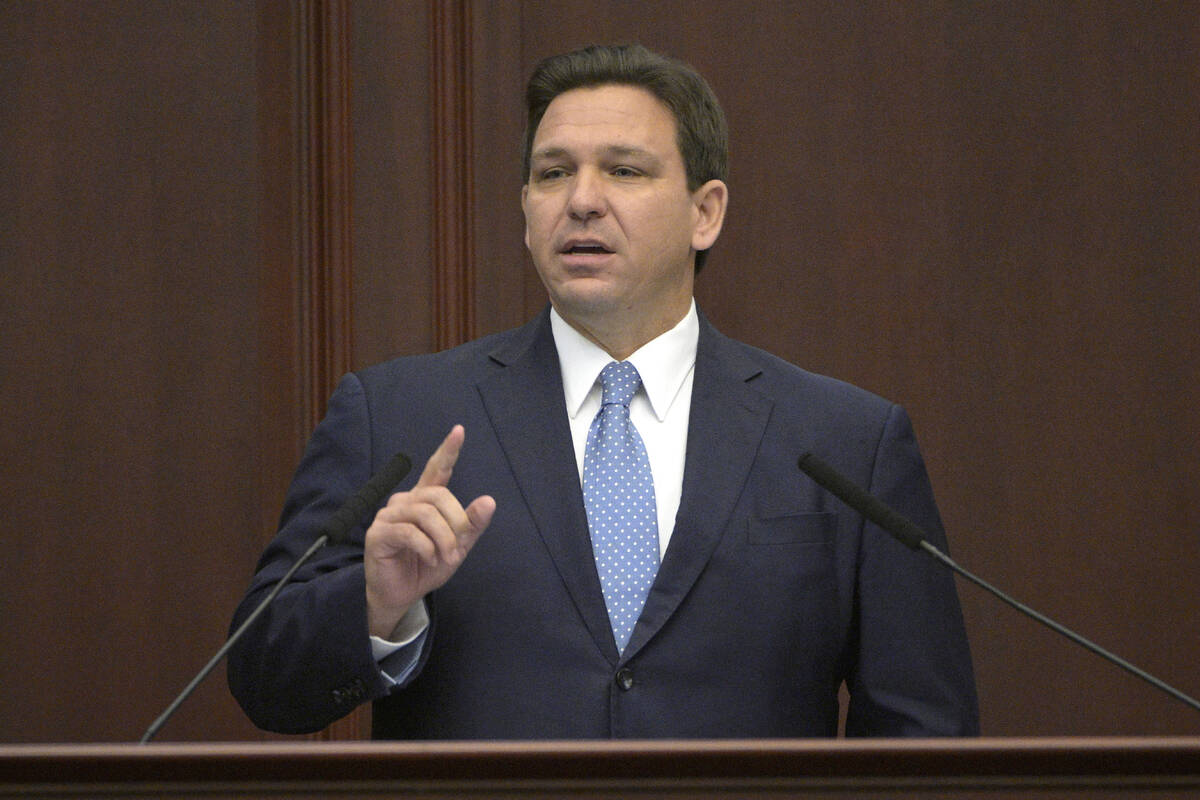 FILE - Florida Gov. Ron DeSantis addresses a joint session of a legislative session, Jan. 11, 2 ...