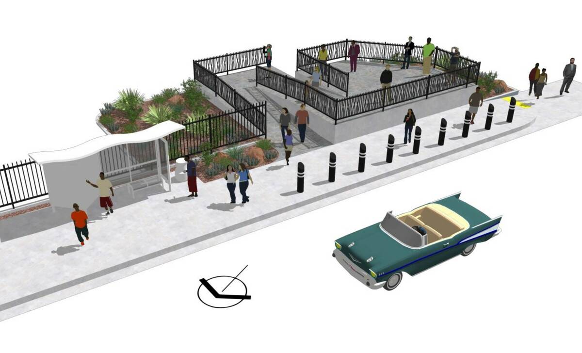 A mock-up graphic, unveiled by the city Wednesday, shows a gated, elevated walkway platform alo ...
