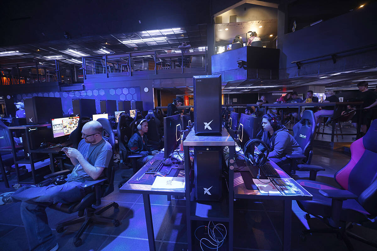People play games, Friday, Sept. 2, 2022, at the HyperX Arena in Las Vegas. (Chitose Suzuki/Las ...