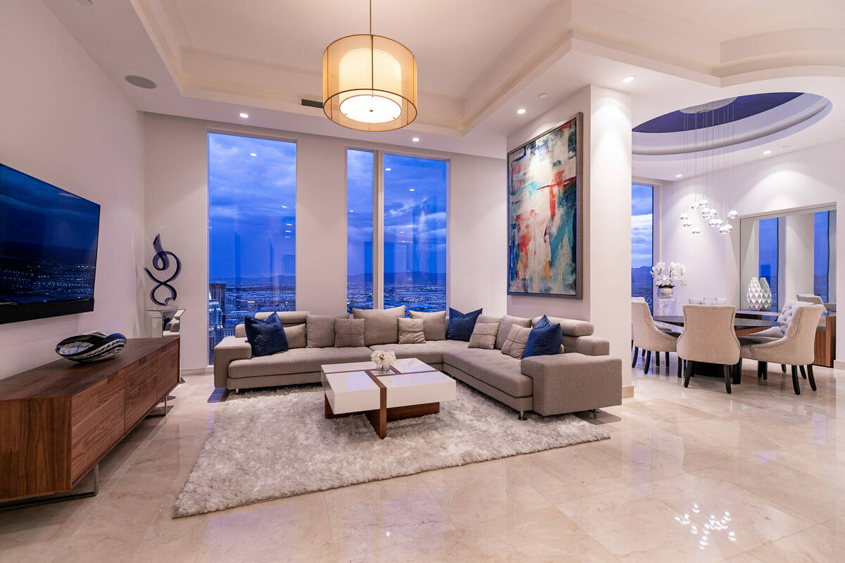 The Waldorf Astoria penthouse has sweeping views of the Strip. (Coldwell Banker Premier)