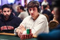 Professional poker player Ali Imsirovic plays during day five of the World Series of Poker Main ...