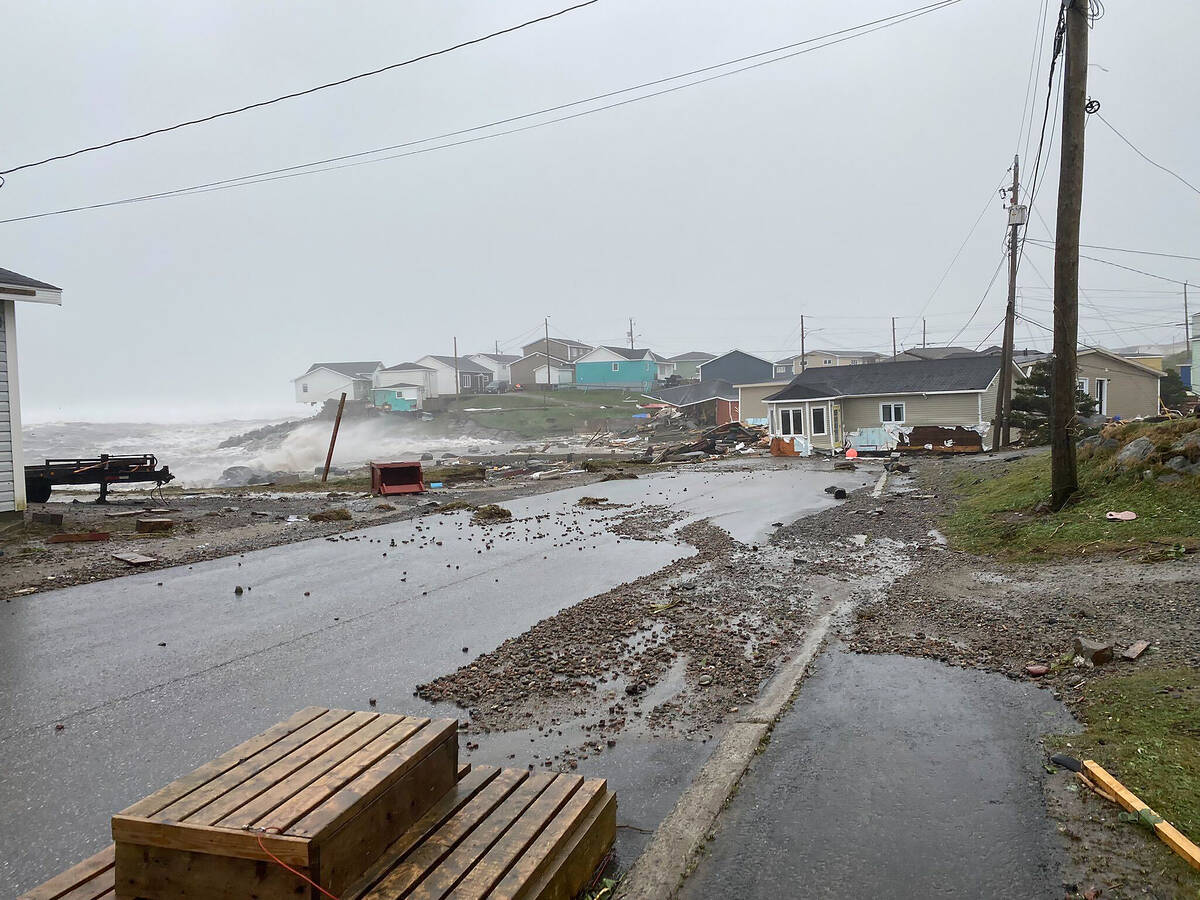 This photo provided by Wreckhouse Press shows damage in Port aux Basques, Newfoundland and Labr ...