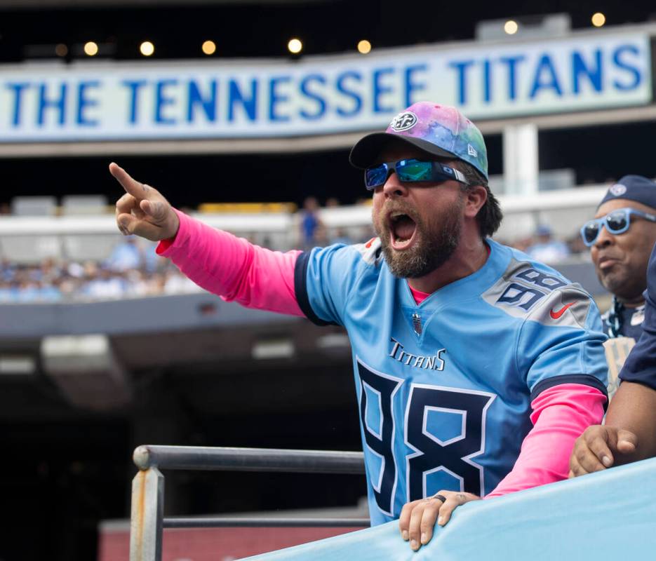 Titans fans during an NFL football game against the Raiders on Sunday, Sept. 25, 2022, at Nissa ...