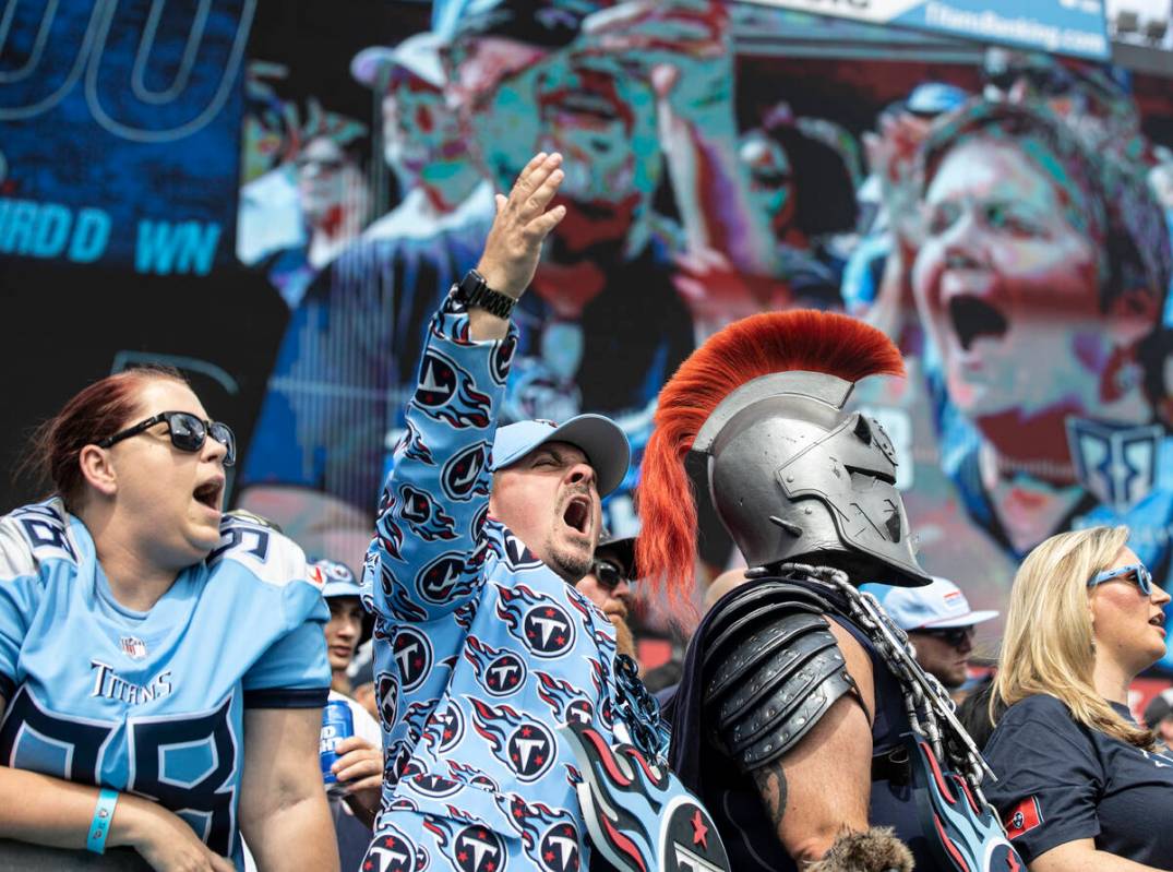 Titans fans during an NFL football game against the Raiders on Sunday, Sept. 25, 2022, at Nissa ...