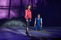 Anne Martinez is Sloan and Travis Cloer portrays Falco in the new production "Bat Out of Helll ...