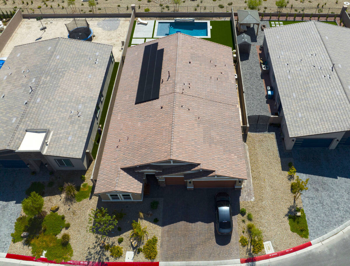 An aerial view of the house, center, where police officers shot a man is photographed, on Sept. ...