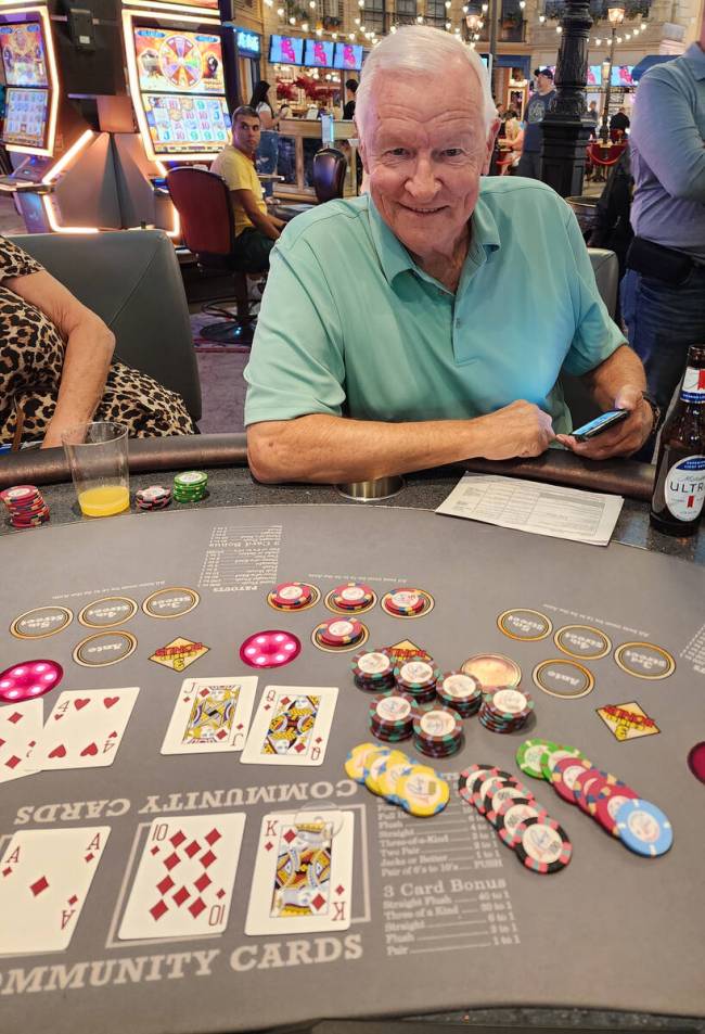 James Saneholtz, of Sarasota, Florida, hit a royal flush while playing Mississippi Stud to capt ...
