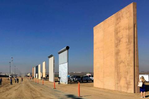FILE - This Oct. 26, 2017 file photo shows prototypes of border walls in San Diego. (AP Photo/E ...