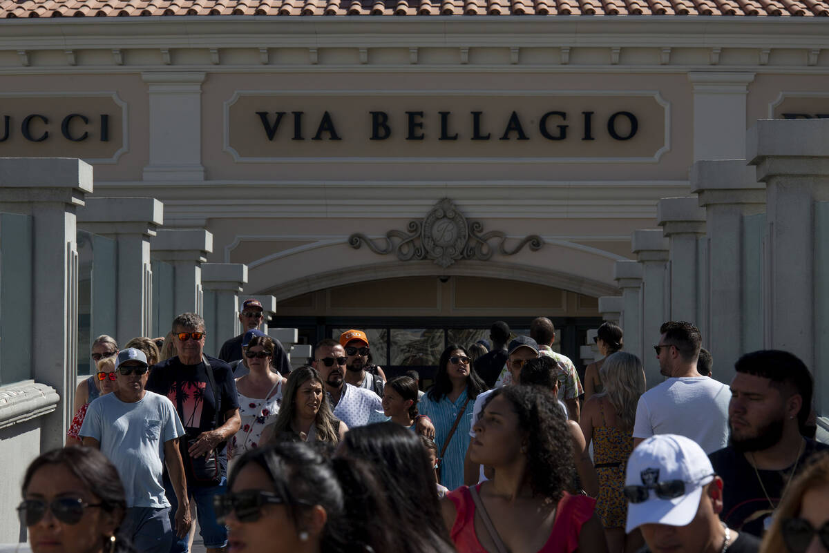 FILE - Pedestrians walk the Strip on Labor Day, Monday, Sept. 5, 2022, in Las Vegas. (Steel Bro ...