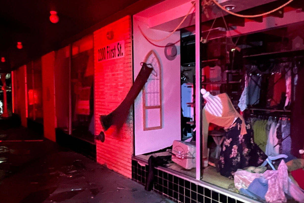 Businesses in downtown Fort Myers, Fla., suffered damage from Hurricane Ian Thursday, Sept. 29, ...