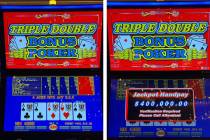 Four aces with a kicker is worth a $400,000 jackpot on Wednesday, Sept. 28, 2022, at Circa in d ...