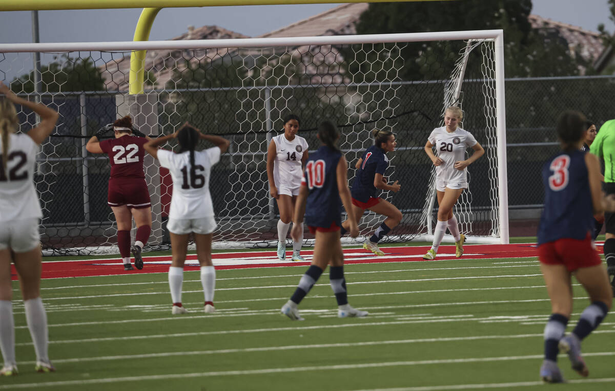 Liberty scores against Desert Oasis during a soccer game at Liberty High School on Thursday, Se ...