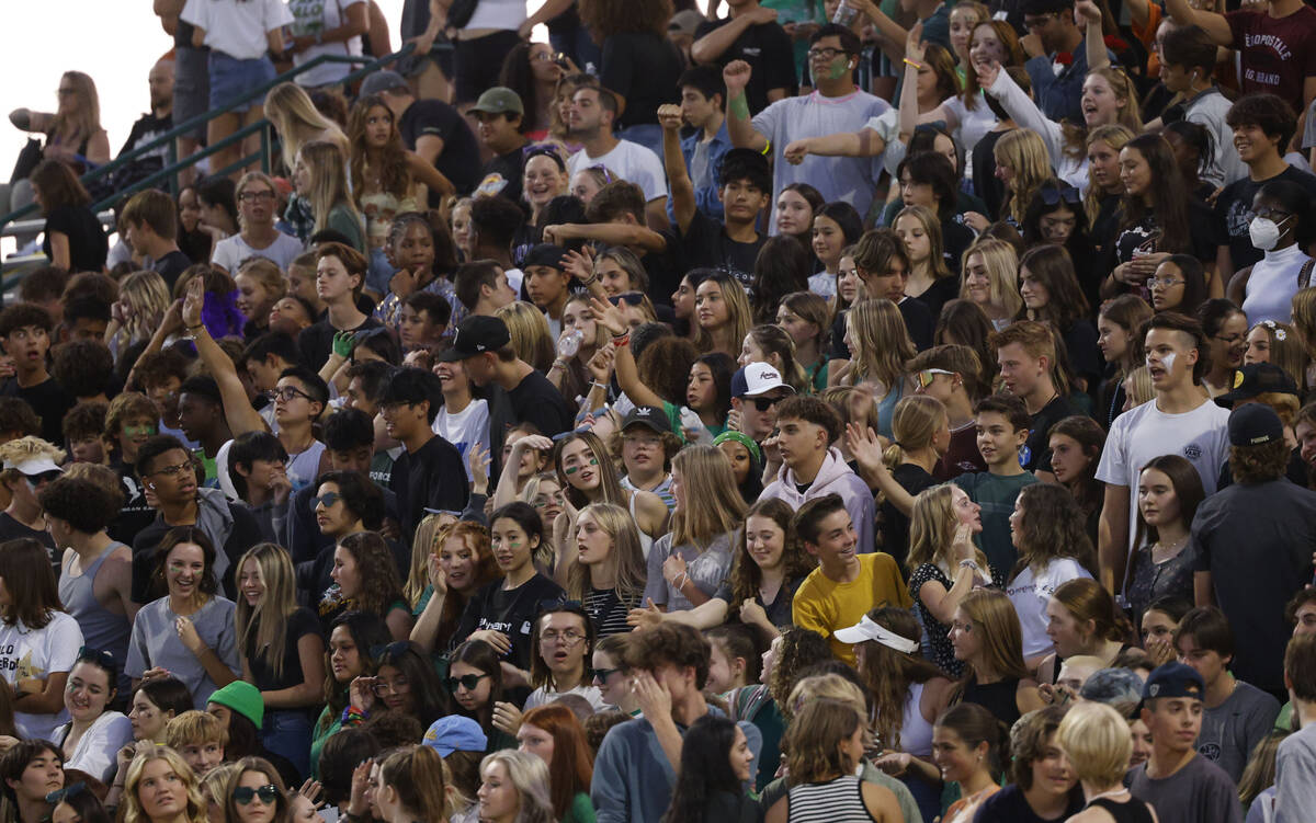 Palo Verde fans cheer during the first half of a football game against Arbor View, Friday, Sep ...