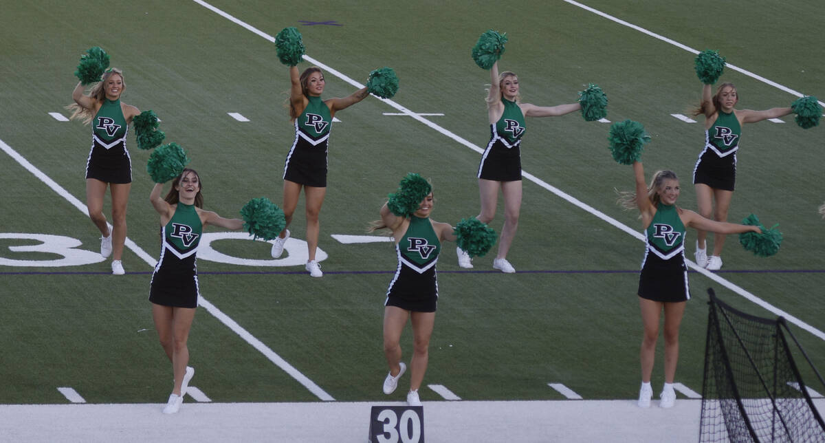 Palo Verde’s dance team members perform before a football game against Arbor View, Frida ...