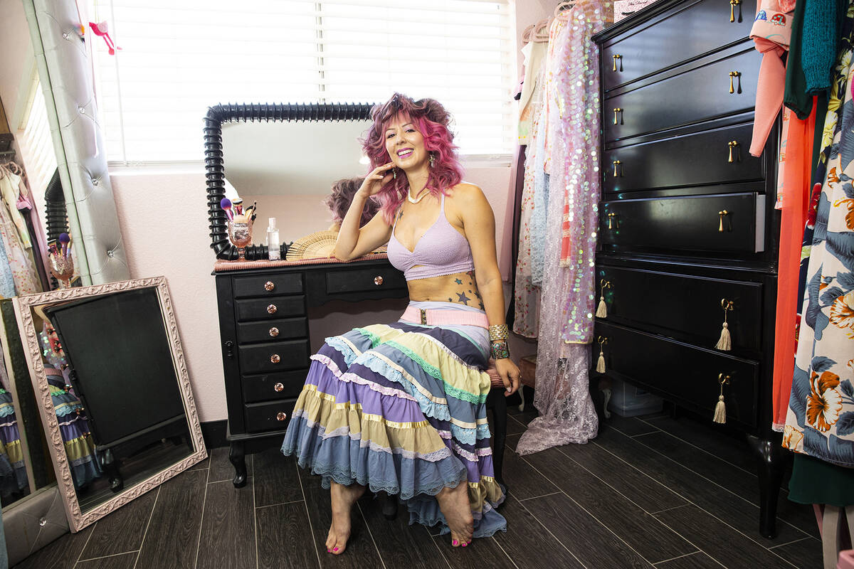Annalee Belle poses for a portrait at her home on Monday, Sept. 5, 2022, in Las Vegas. (Chase S ...