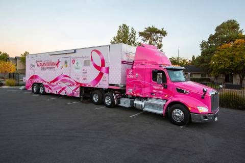 The bright pink Mammovan provides mammograms to women in geographically isolated areas, as well ...