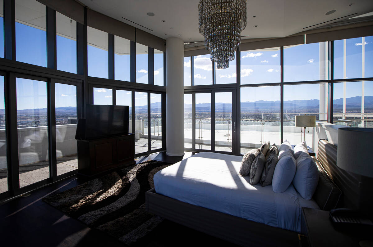 The master suite Is seen at the Palms Place penthouse locator on the entire top floor of the bu ...