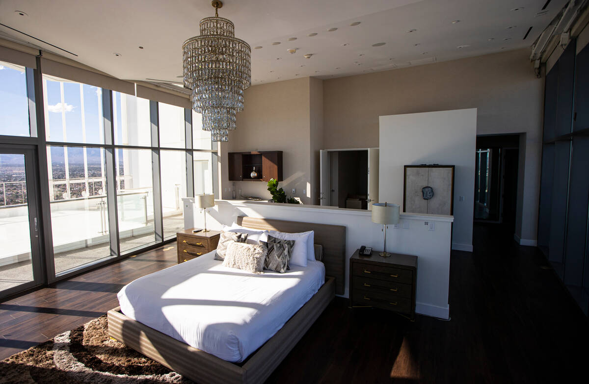 The master suite Is seen at the Palms Place penthouse locator on the entire top floor of the bu ...