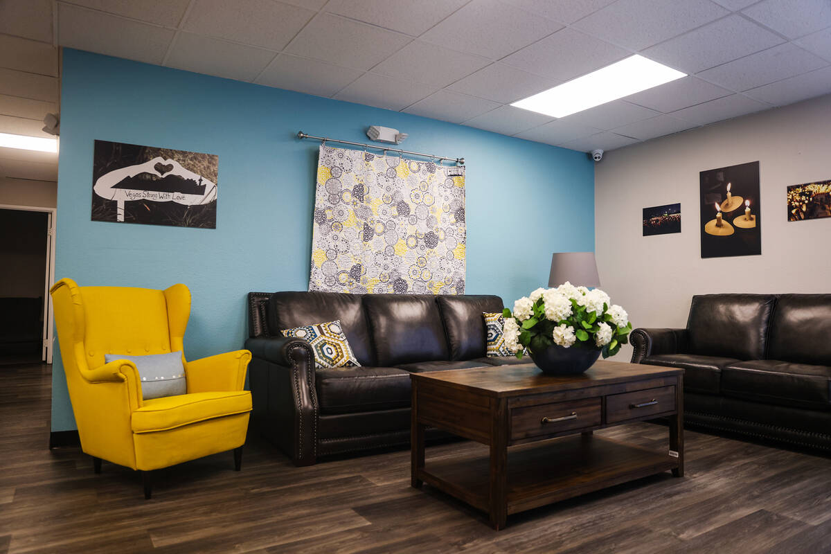 The lobby at the Vegas Strong Resiliency in Las Vegas, Monday, Sept. 26, 2022. (Rachel Aston/La ...