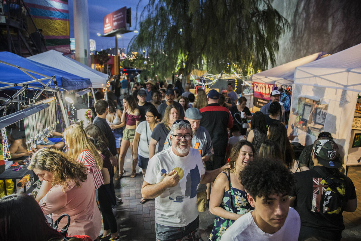 The streets in the Arts District are packed during First Friday's "Beat Street" event ...