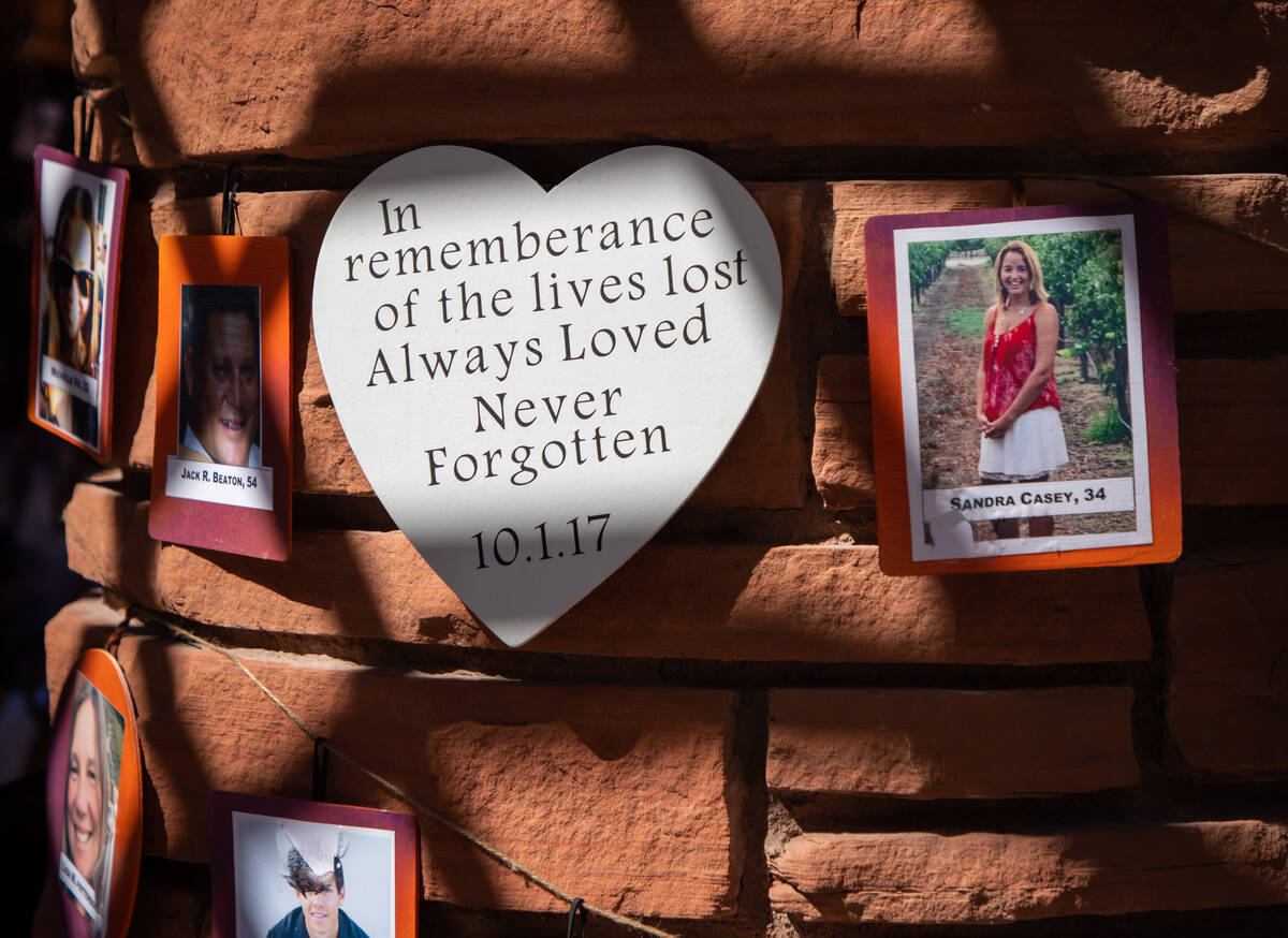 Messages on the wall at the Remember Music Festival on Saturday, Oct. 1, 2022, in Las Vegas. (A ...