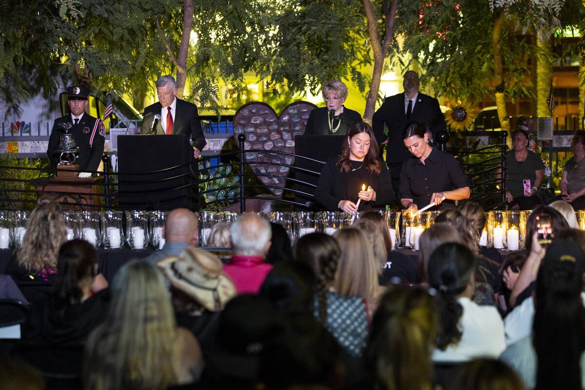 City of Las Vegas Director Communications Director David Riggleman, left, and Mayor Carolyn Goo ...