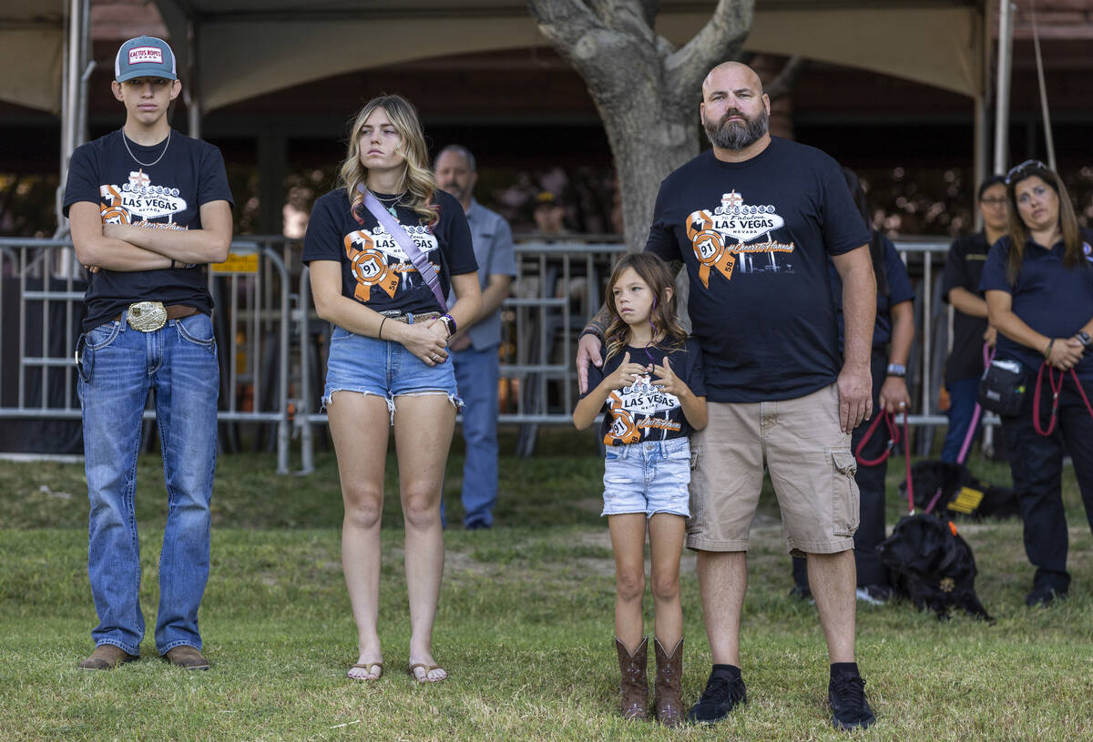 Attendees recognize Hannah Ehlers with t-shirts during the Sunrise Remembrance Ceremony remembe ...