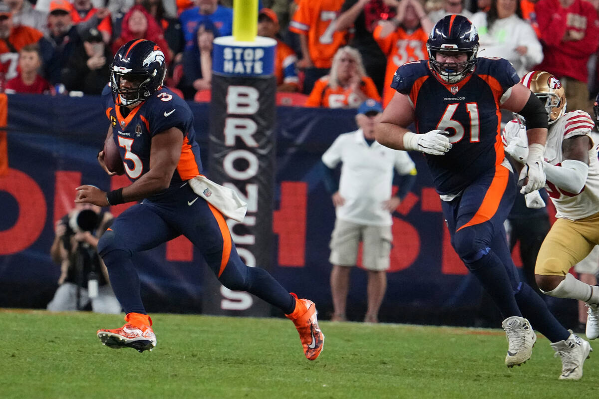 FILE - Denver Broncos quarterback Russell Wilson (3) plays against the San Francisco 49ers duri ...