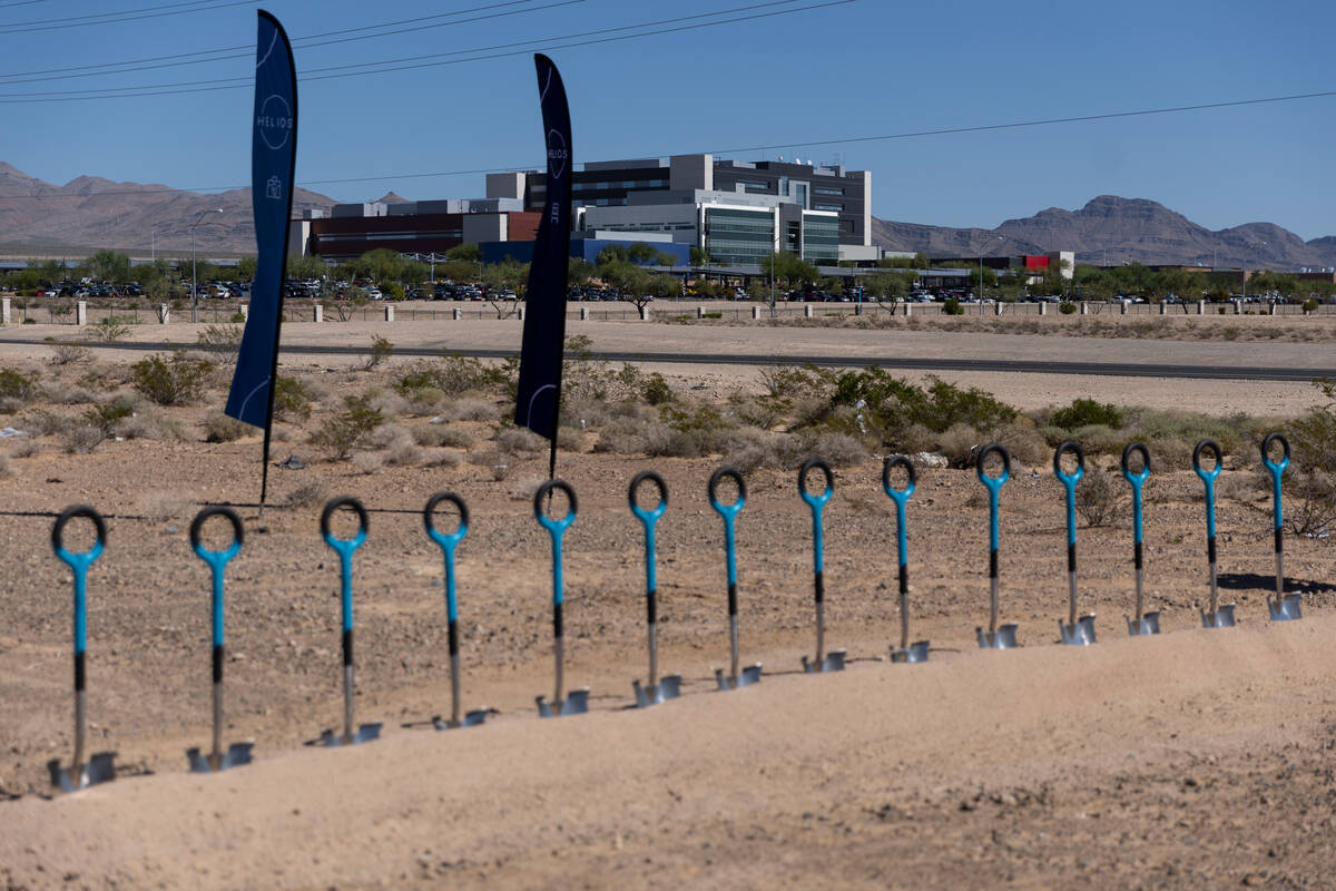 The site of the future Helios Health and Wellness Campus in North Las Vegas is seen during a gr ...