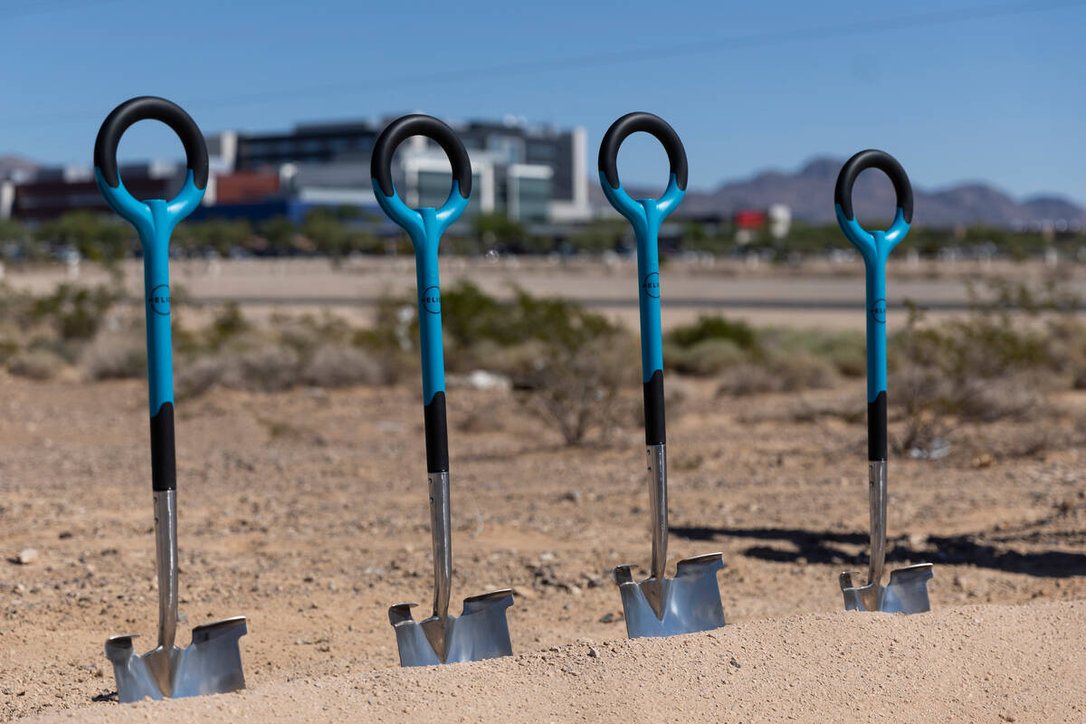 The site of the future Helios Health and Wellness Campus in North Las Vegas is seen during a gr ...