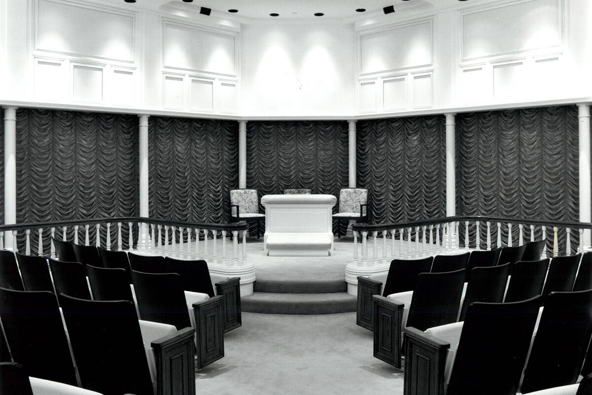 An ordinance room of the Las Vegas temple of The Church of Jesus Christ of Latter-day Saints. ( ...