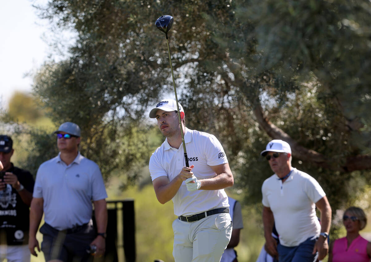 PGA Tour player Patrick Cantlay tees off on the 8th during practice rounds for the Shriners Chi ...