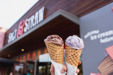 Salt & Straw ice cream features a dozen flavors, plus a rotating monthly menu of flavors. The s ...