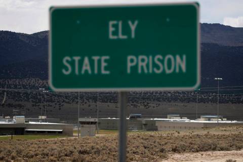 A sign marks the entrance to Ely State Prison, the location of Nevada's execution chamber near ...