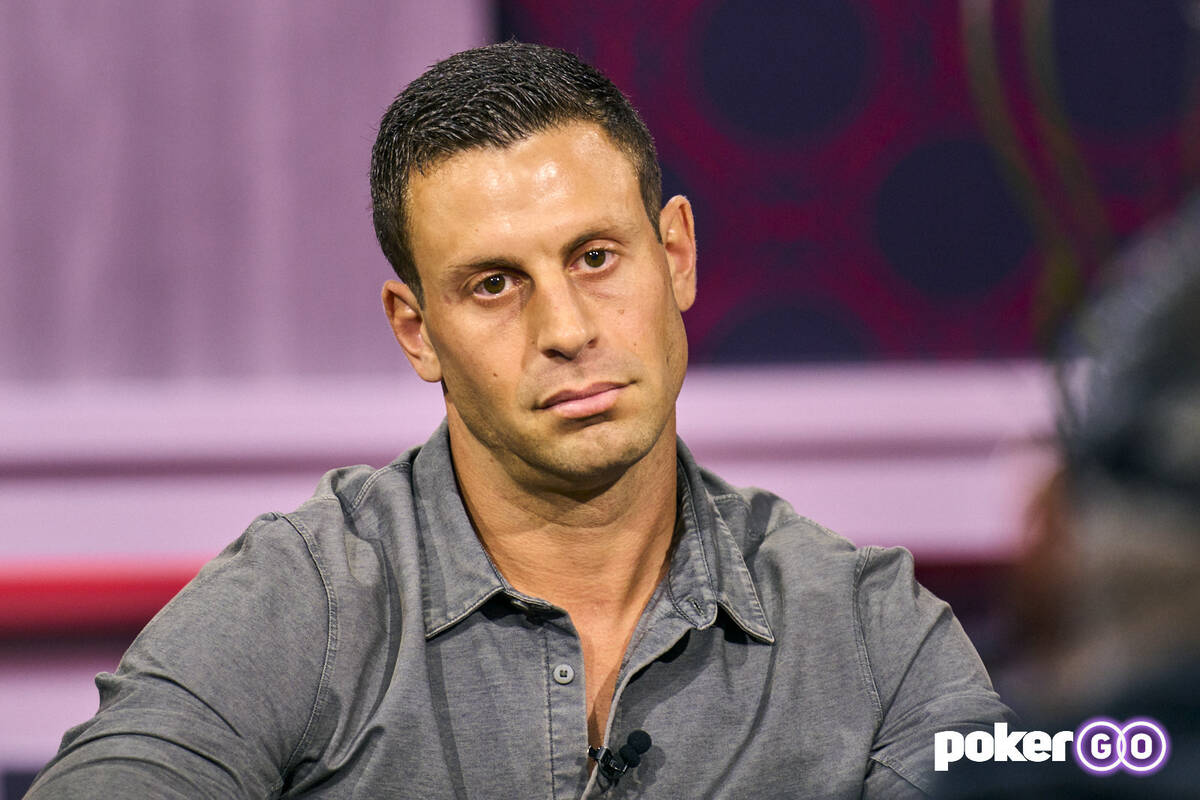 Garrett Adelstein plays on "High Stakes Poker" at the PokerGO studio in an undated photo. (Anto ...