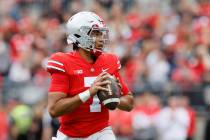 Ohio State quarterback C.J. Stroud plays against Rutgers during an NCAA college football game S ...