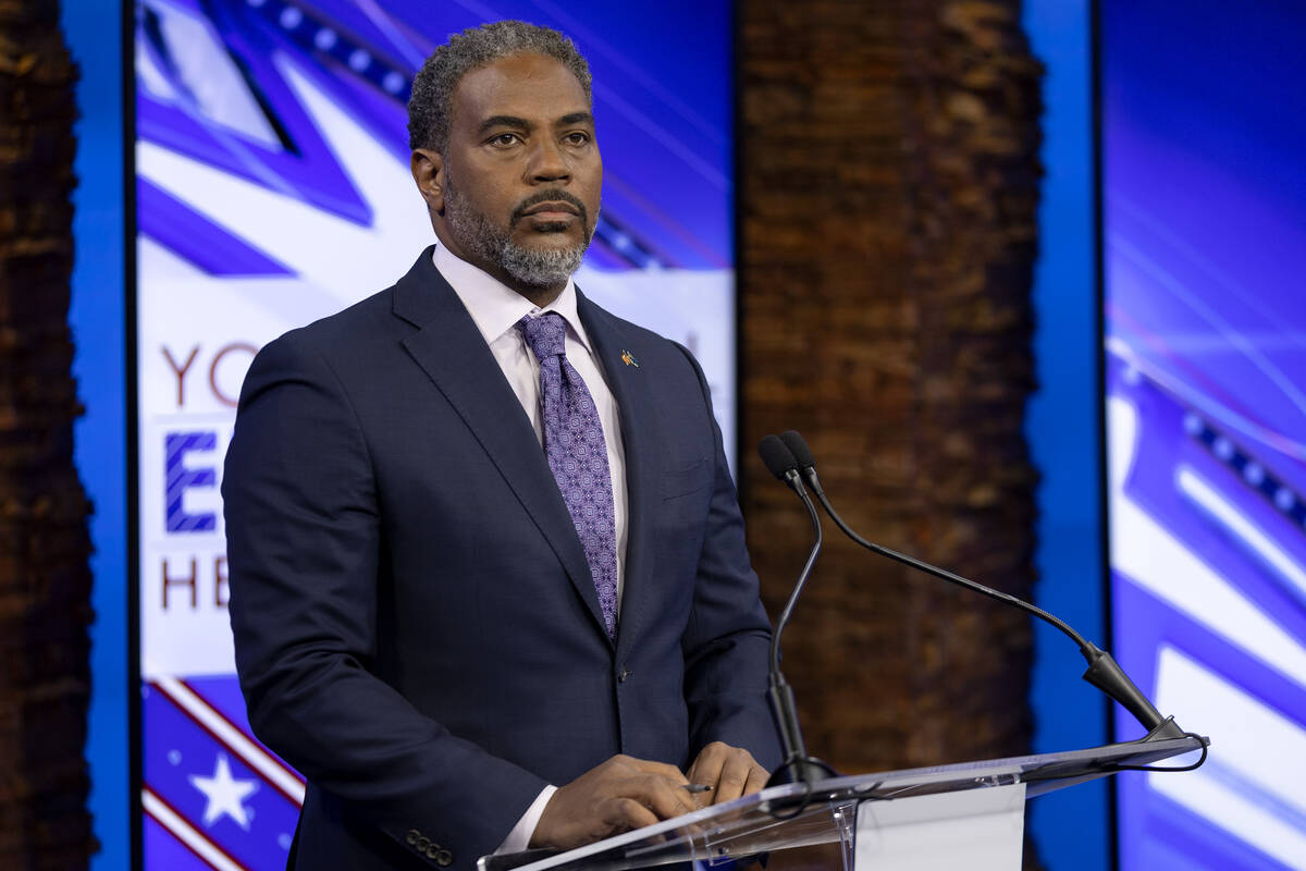 U.S. Rep. Steven Horsford, D-Nev., prepares for a debate with Republican candidate for U.S. Con ...