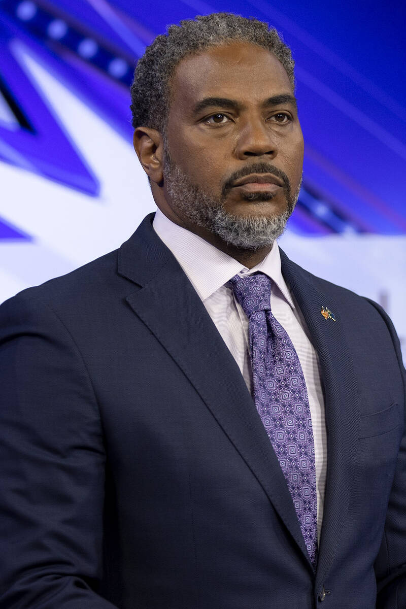 U.S. Rep. Steven Horsford, D-Nev., prepares for a debate with Republican candidate for U.S. Con ...