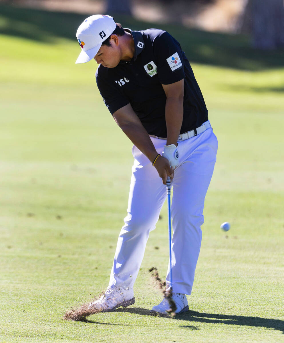 Tom Kim drives to the tenth green during the second round of the Shriners Children's Open tourn ...