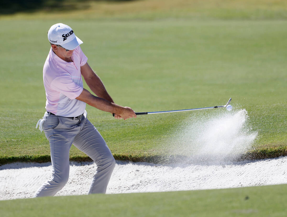 Martin Laird hits out of the sand during the third round of the Shriners Children's Open tourna ...