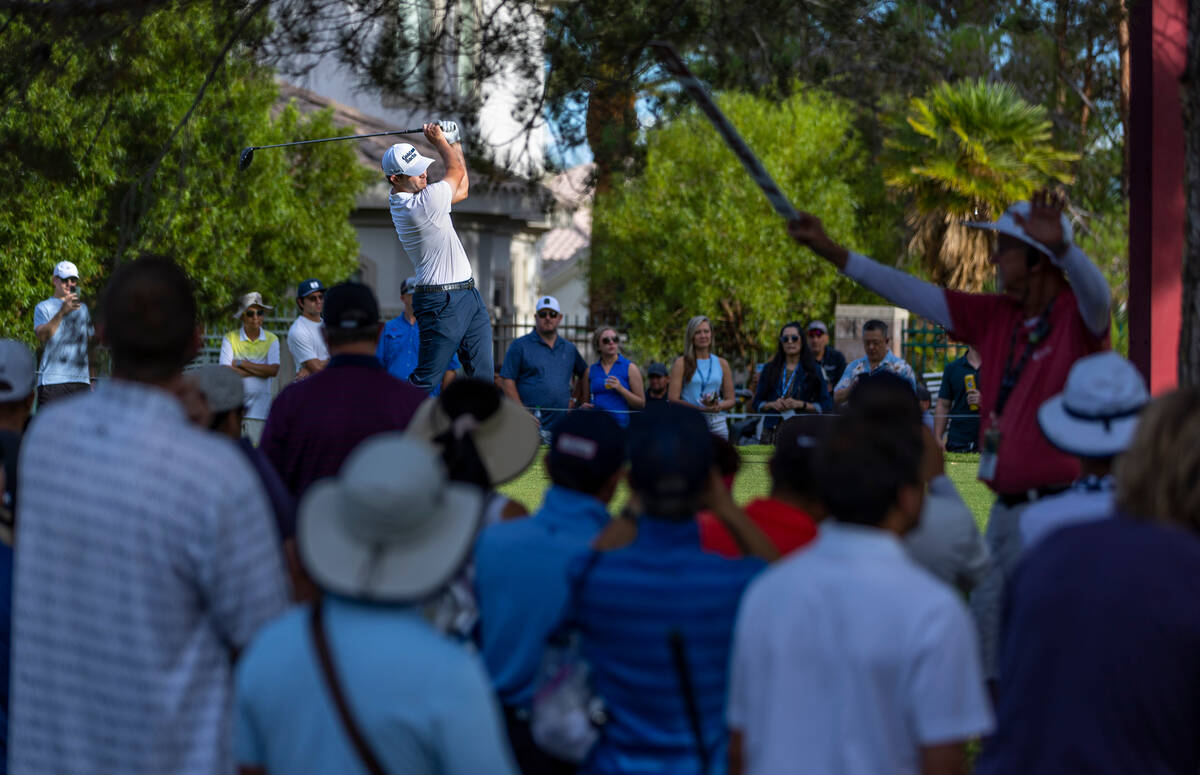 Patrick Cantlay drives the ball off the tee during the final day of play in the Shriners Childr ...