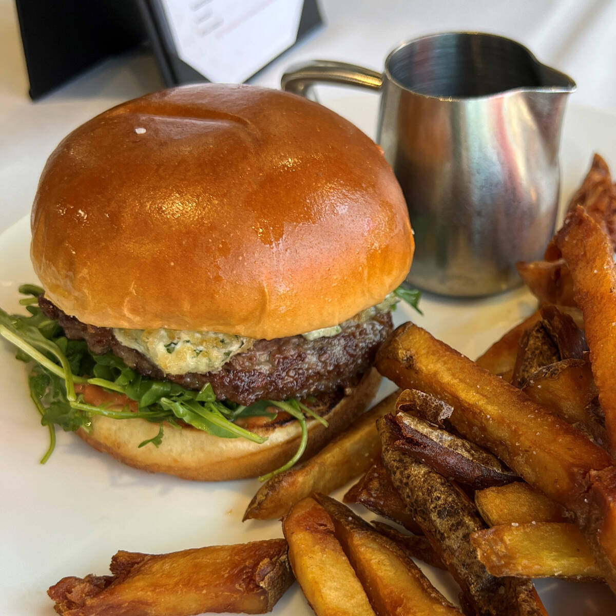 A signature burger from 138 Degrees, the restaurant chef Matthew Meyer is debuting Oct. 15, 202 ...