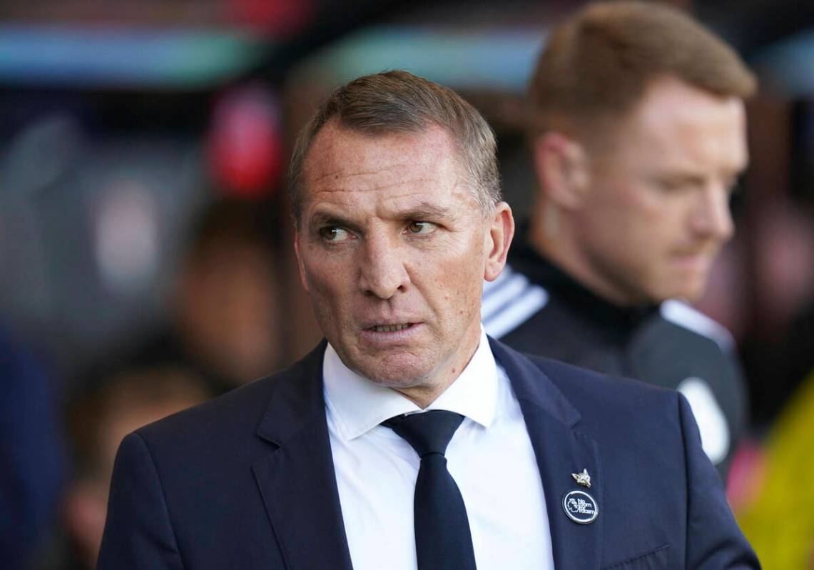 Leicester City manager Brendan Rodgers ahead of the English Premier League soccer match at Vita ...