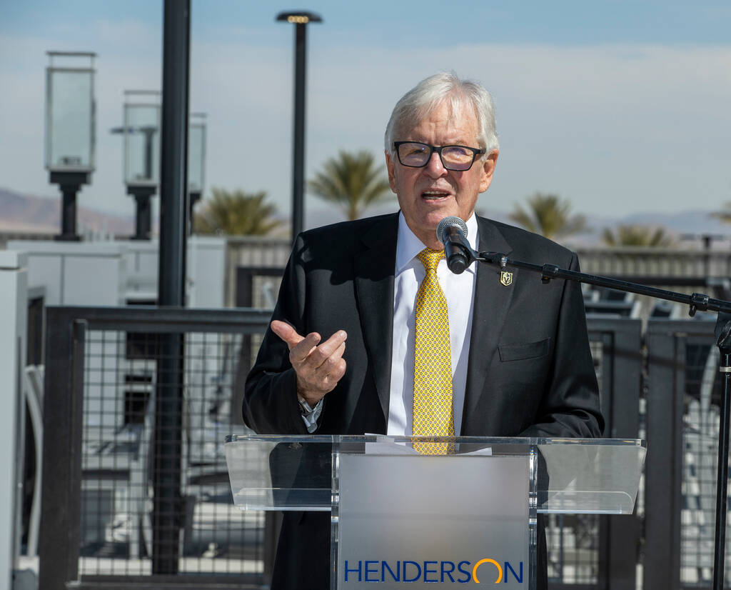 Golden Knights owner Bill Foley talks about being apart of the new arena during a ribbon-cuttin ...