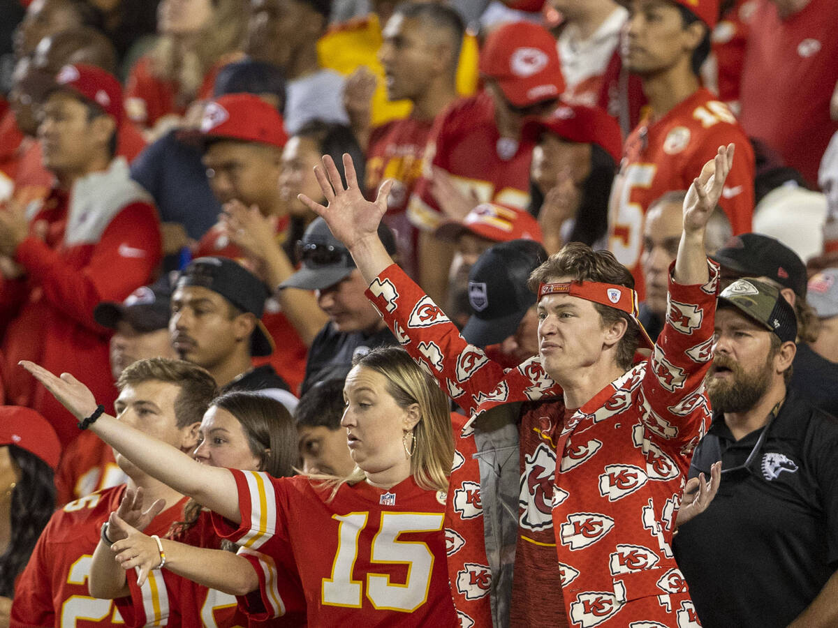 Kansas City Chiefs fans react to a penalty called against their team during the first half of a ...