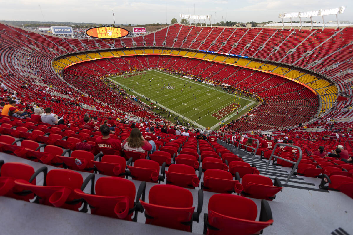 The view of GEHA Field At Arrowhead Stadium in Kansas City, Mo., before the start of a NFL foot ...