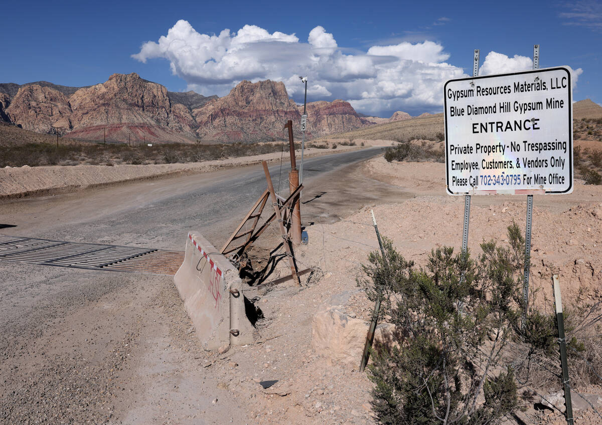 The entrance to Blue Diamond Hill Gypsum Mine near Red Rock Canyon National Conservation Area w ...