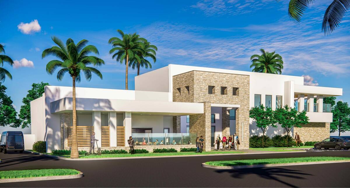 A rendering of Chips Shot, a members-only golf club that will offer indoor golf simulators that ...