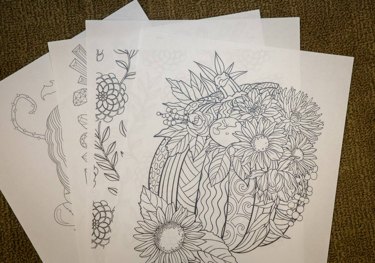 Coloring pages offered at an Adult Coloring and Journaling session on Sunday, Oct. 2, 2022, in ...