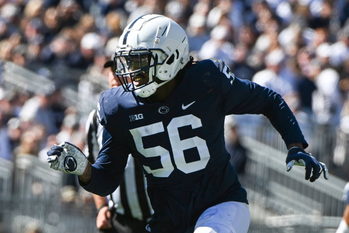 Penn State defensive end Amin Vanover (56) rushes against Central Michigan during the first hal ...